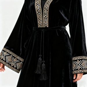 Physical production sample showing the 7-day lead time Abaya prototyping process for new brands. - Oharry-Your Trusted Custom Manufacturer for Middle Eastern Fashion Physical production sample showing the 7-day lead time Abaya prototyping process for new brands.